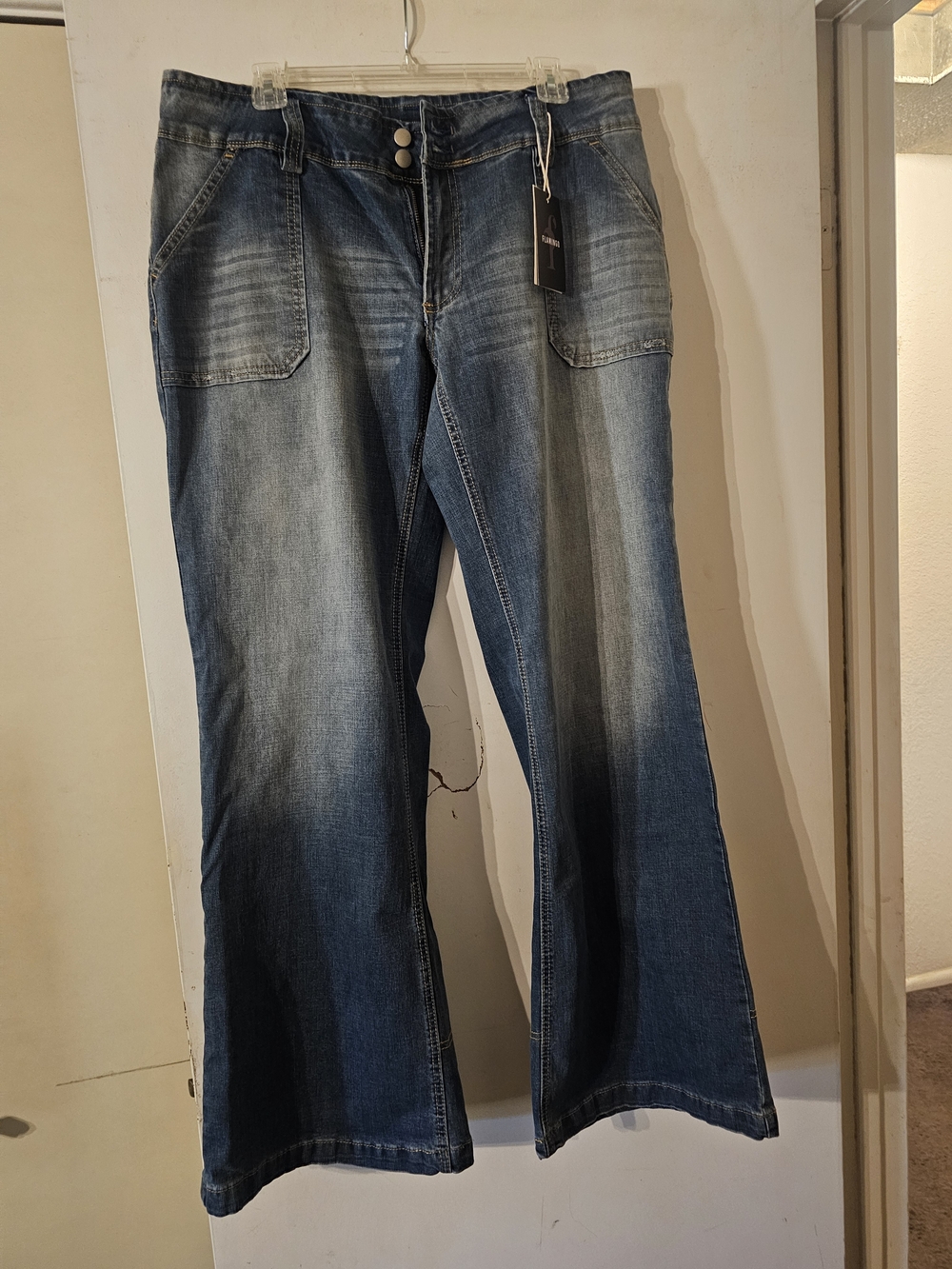Wide Leg Flare Jeans in Medium Wash - Women's